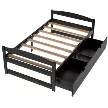 Twin Size Platform Bed, With Two Drawers