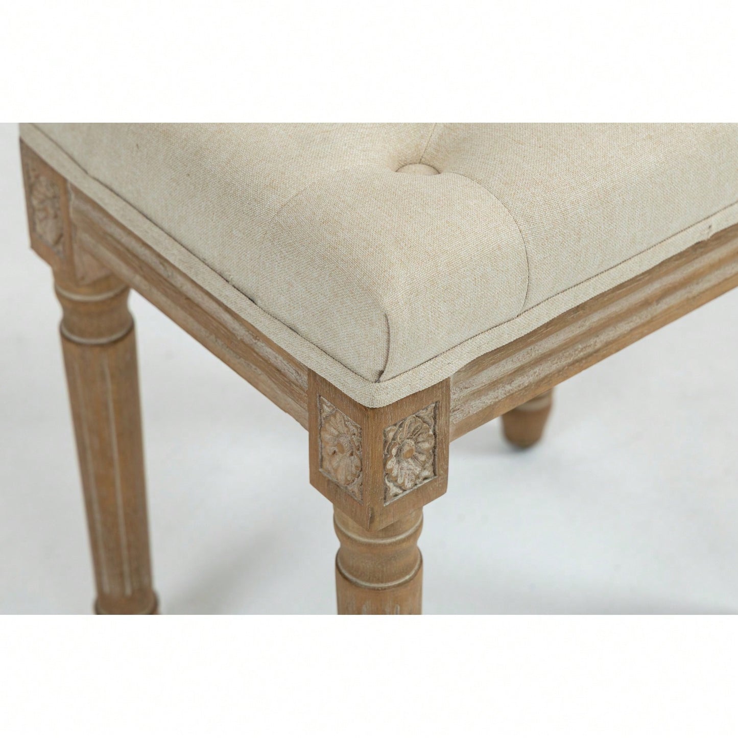 Square Upholstered Rustic Ottoman Bench, Small Padded Bench, Vanity Stools For Bedroom