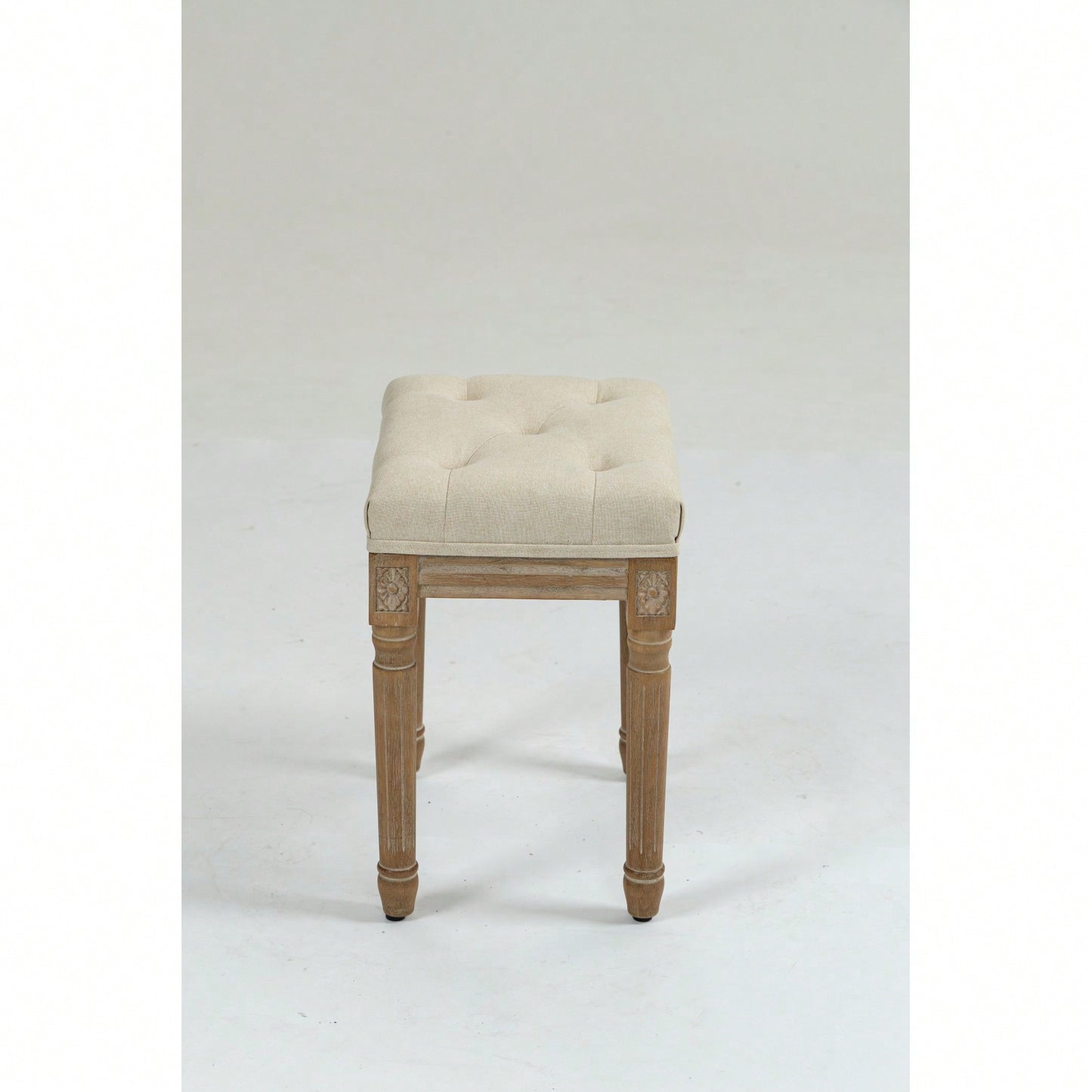 Square Upholstered Rustic Ottoman Bench, Small Padded Bench, Vanity Stools For Bedroom