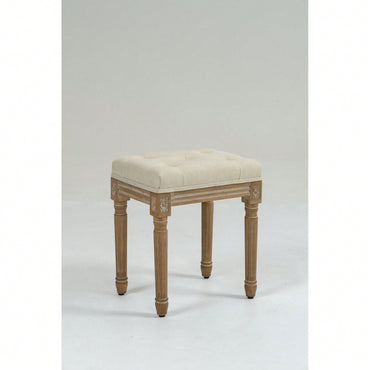 Square Upholstered Rustic Ottoman Bench, Small Padded Bench, Vanity Stools For Bedroom