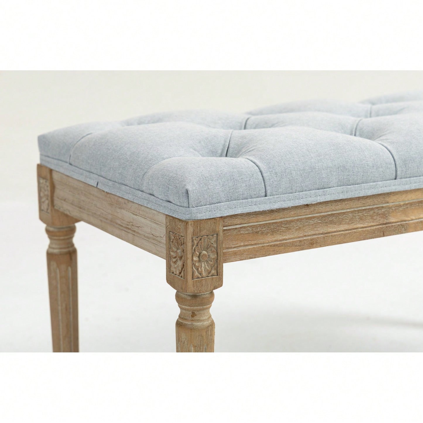 32" French Vintage Bedroom Bench Upholstered Dining Benches, Fabric End Of Bed Bench For Bedroom Dining Room Living Room Entryway