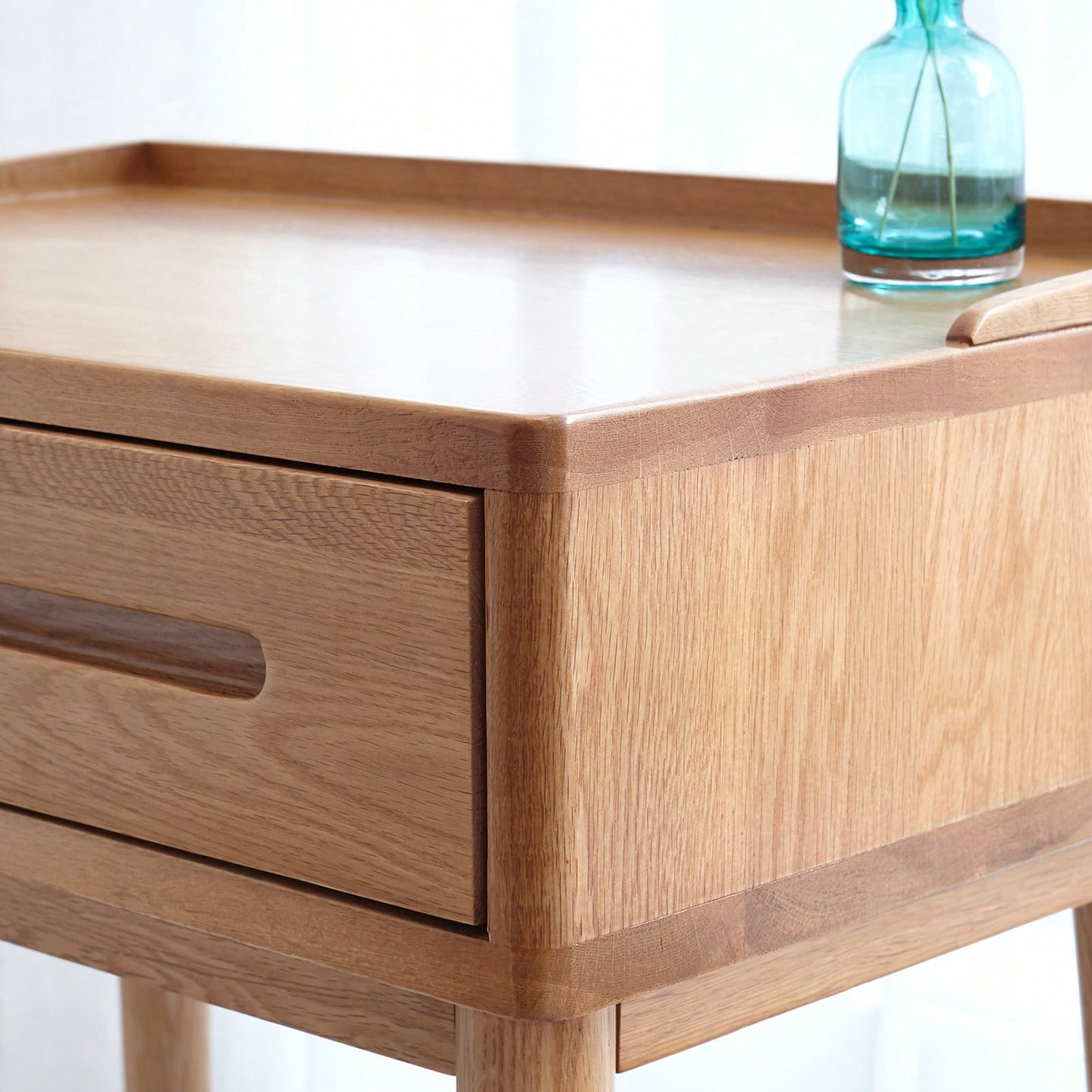 Compact Solid Wood Dresser Table with Storage Drawer for Small Spaces - 60cm Natural Bistro Desk for Bedroom Living Room or Entryway