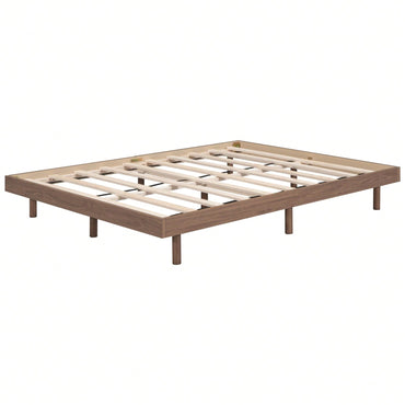 Modern Full Floating Platform Bed Frame With Wood Slat Support, No Box Spring Needed, Easy Assembly, Queen Size
