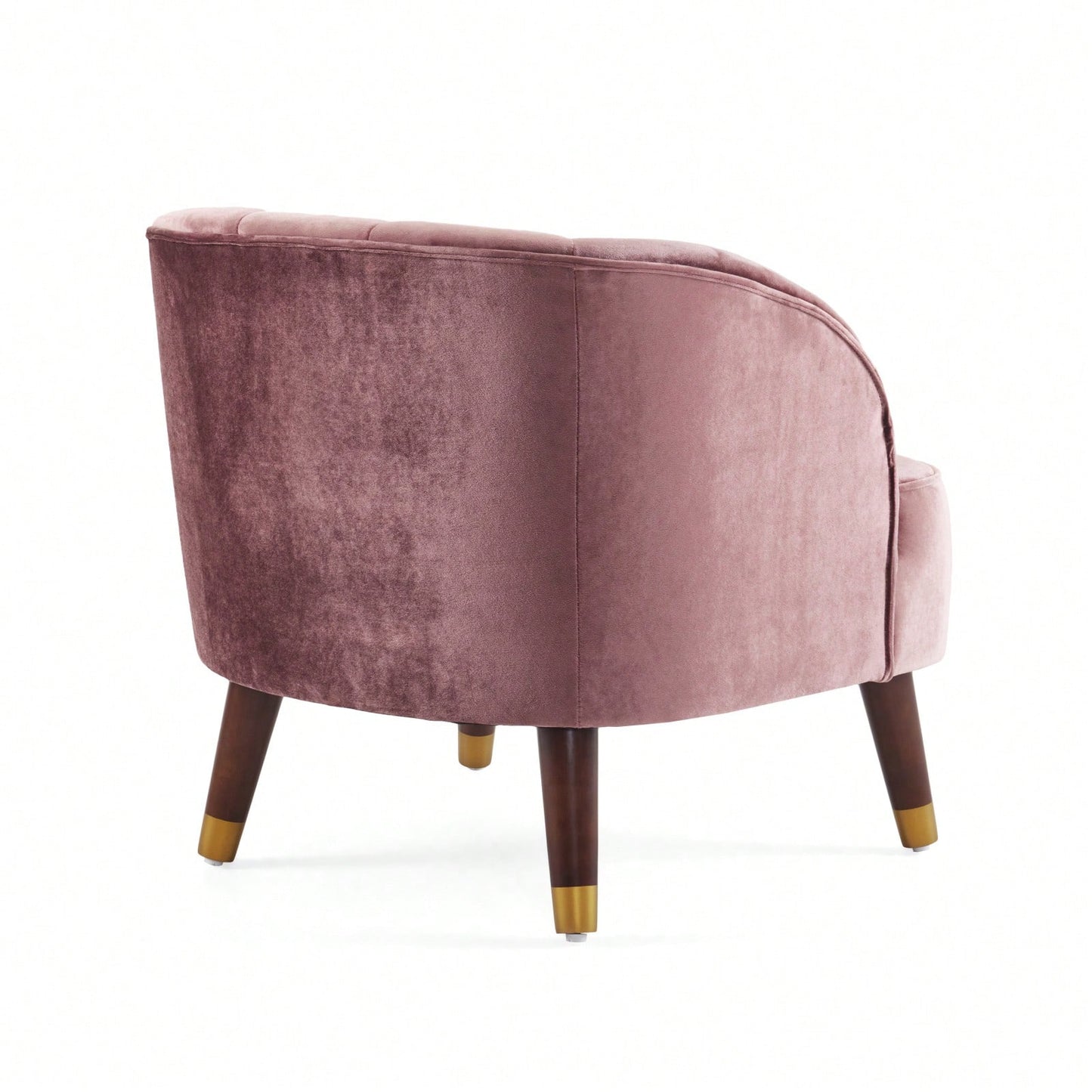 Modern Upholstered Accent Chair, Velvet Armchair With Sturdy Wooden Legs, Comfortable Tufted Barrel Chair For Living Room, Bedroom, Office