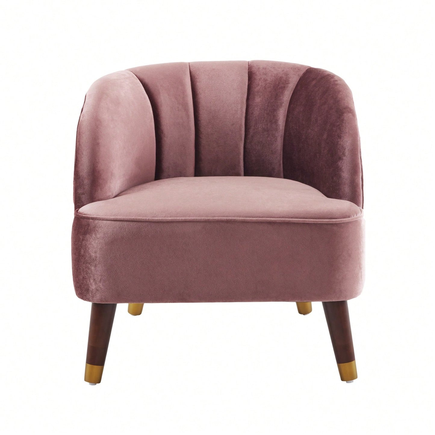 Modern Upholstered Accent Chair, Velvet Armchair With Sturdy Wooden Legs, Comfortable Tufted Barrel Chair For Living Room, Bedroom, Office