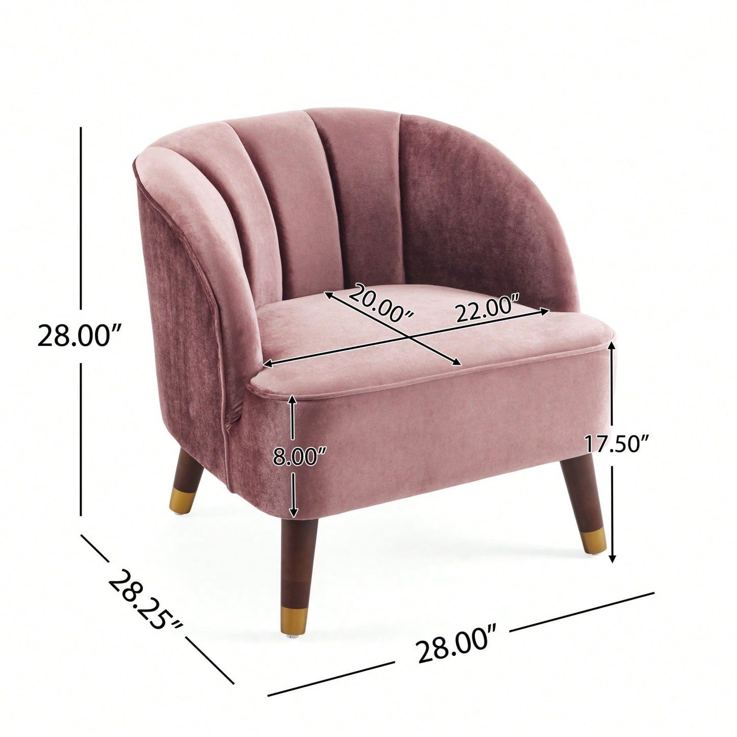 Modern Upholstered Accent Chair, Velvet Armchair With Sturdy Wooden Legs, Comfortable Tufted Barrel Chair For Living Room, Bedroom, Office