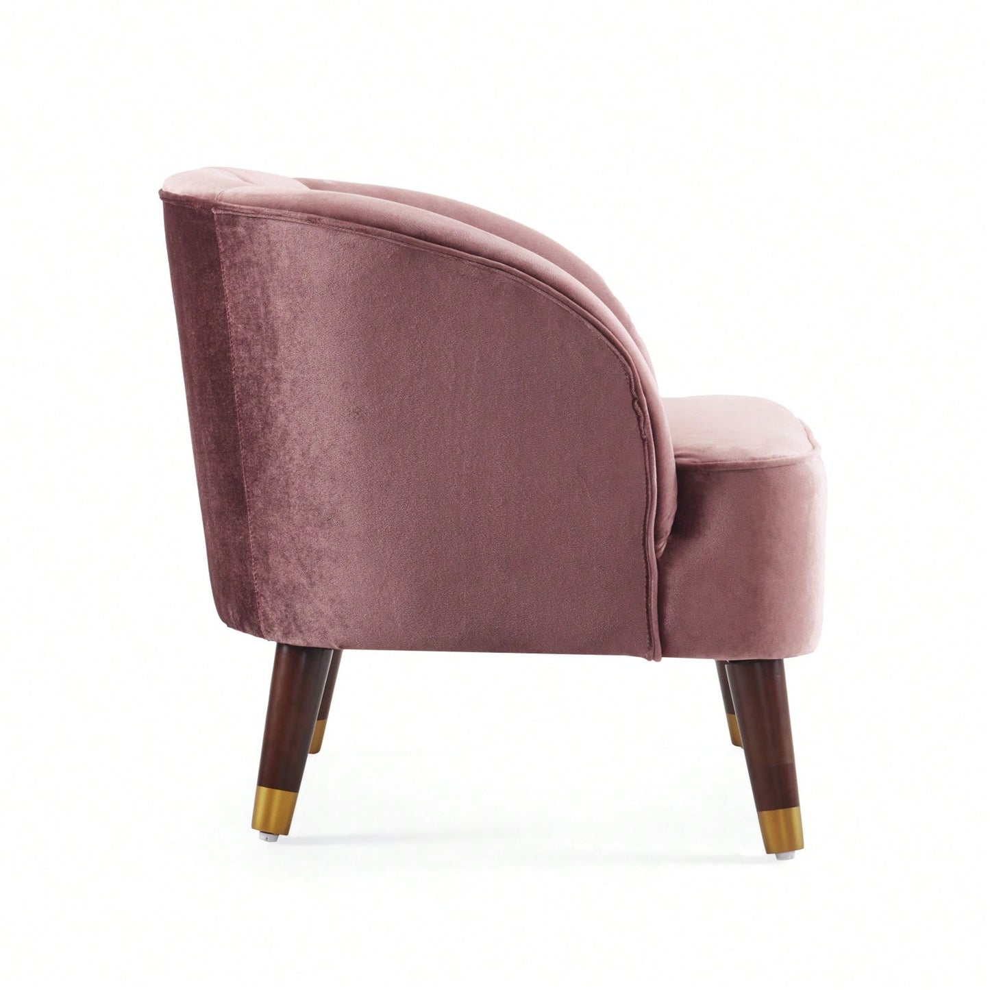 Modern Upholstered Accent Chair, Velvet Armchair With Sturdy Wooden Legs, Comfortable Tufted Barrel Chair For Living Room, Bedroom, Office