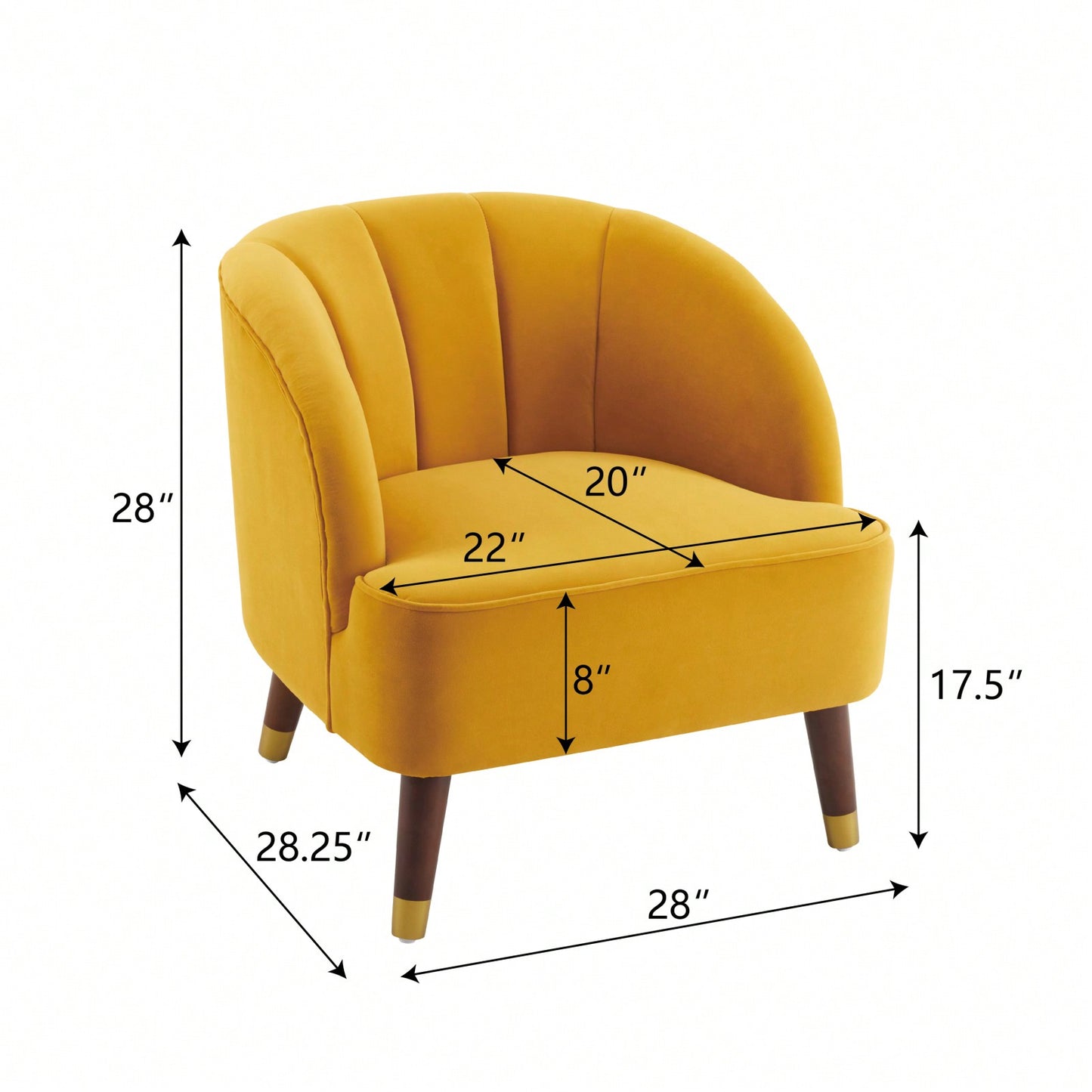 Modern Upholstered Accent Chair, Velvet Armchair With Sturdy Wooden Legs, Comfortable Tufted Barrel Chair For Living Room, Bedroom, Office