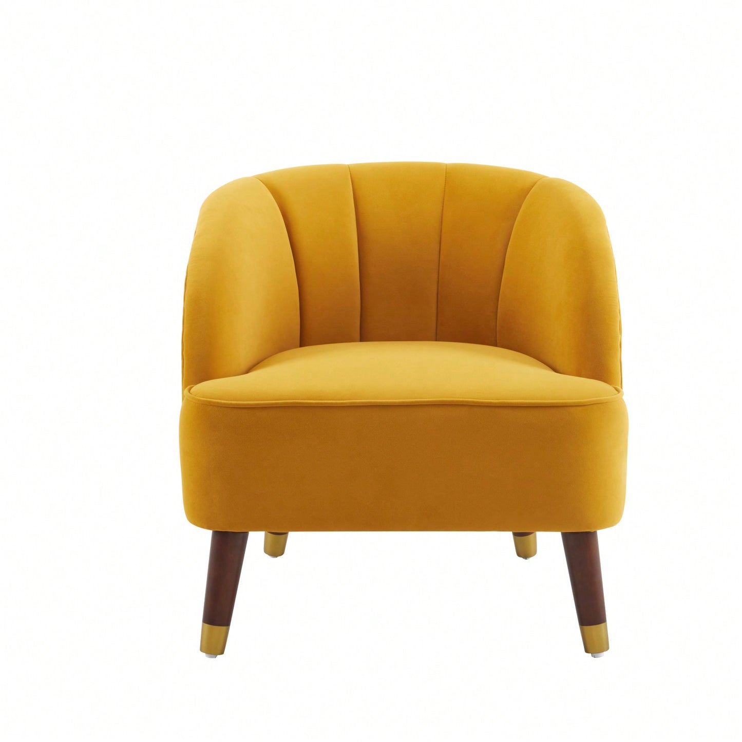 Modern Upholstered Accent Chair, Velvet Armchair With Sturdy Wooden Legs, Comfortable Tufted Barrel Chair For Living Room, Bedroom, Office