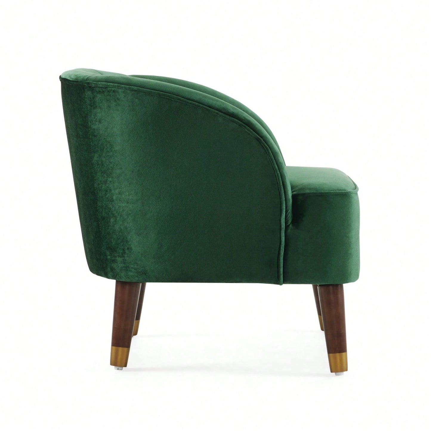 Modern Upholstered Accent Chair, Velvet Armchair With Sturdy Wooden Legs, Comfortable Tufted Barrel Chair For Living Room, Bedroom, Office