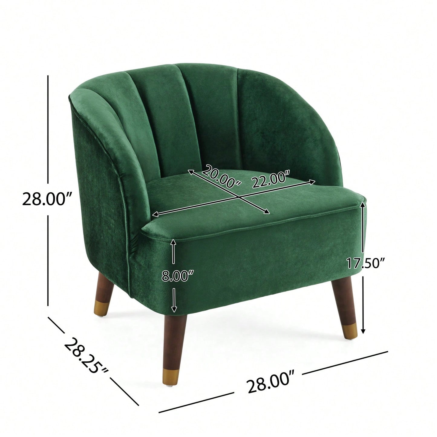 Modern Upholstered Accent Chair, Velvet Armchair With Sturdy Wooden Legs, Comfortable Tufted Barrel Chair For Living Room, Bedroom, Office