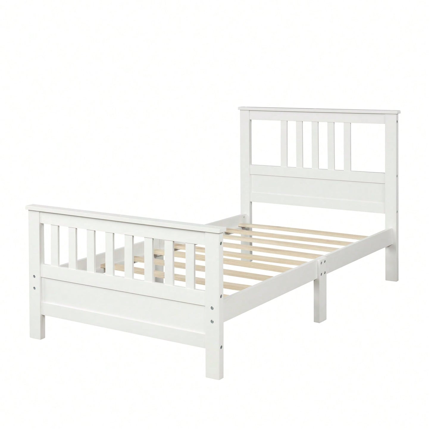 Twin Size Platform Bed Frame With Headboard And Footboard, Wood Slat Support, No Box Spring Needed, Easy Assembly