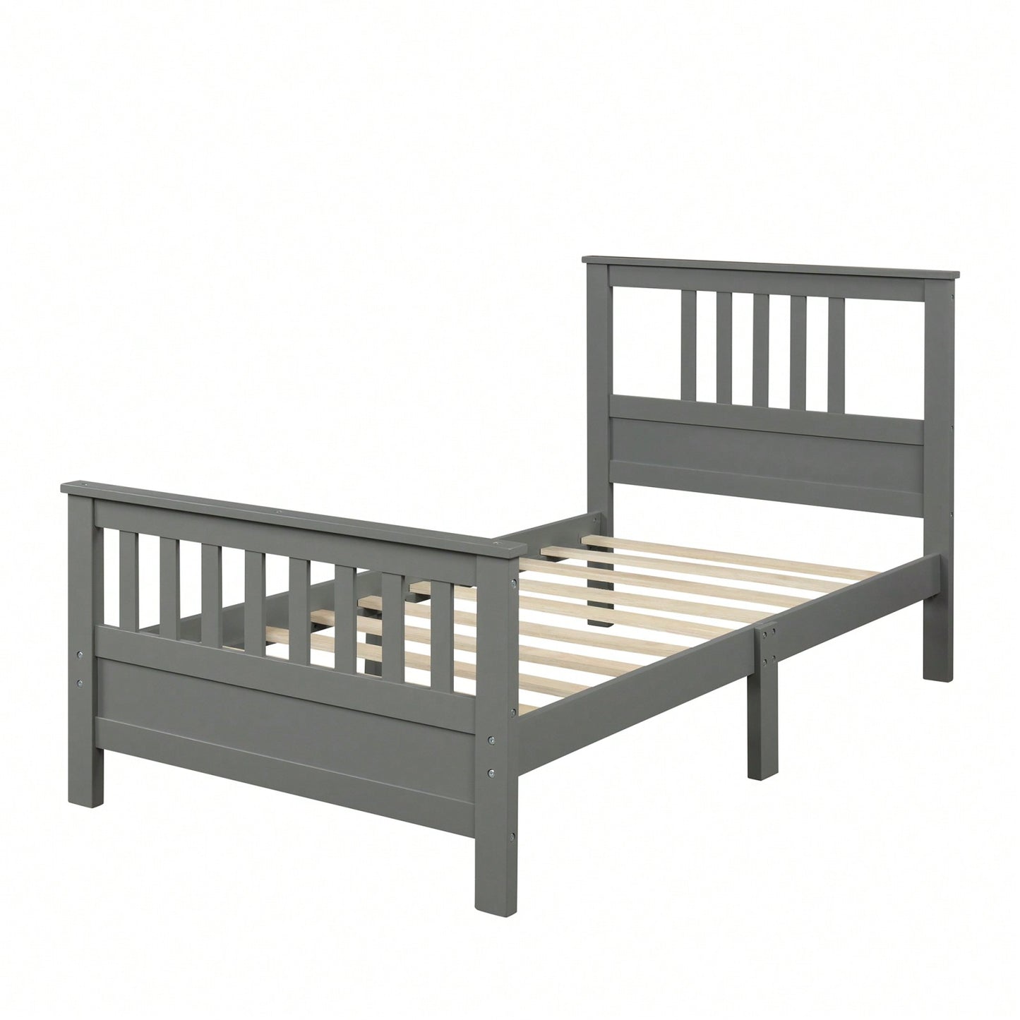 Twin Size Platform Bed Frame With Headboard And Footboard, Wood Slat Support, No Box Spring Needed, Easy Assembly