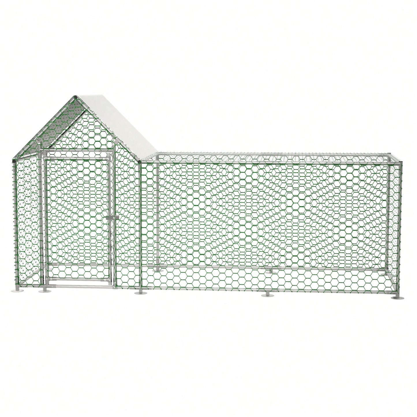10x3FT Metal Chicken Coop Run Backyard Hen House Poultry Habitat Cage With Removable PE Cover
