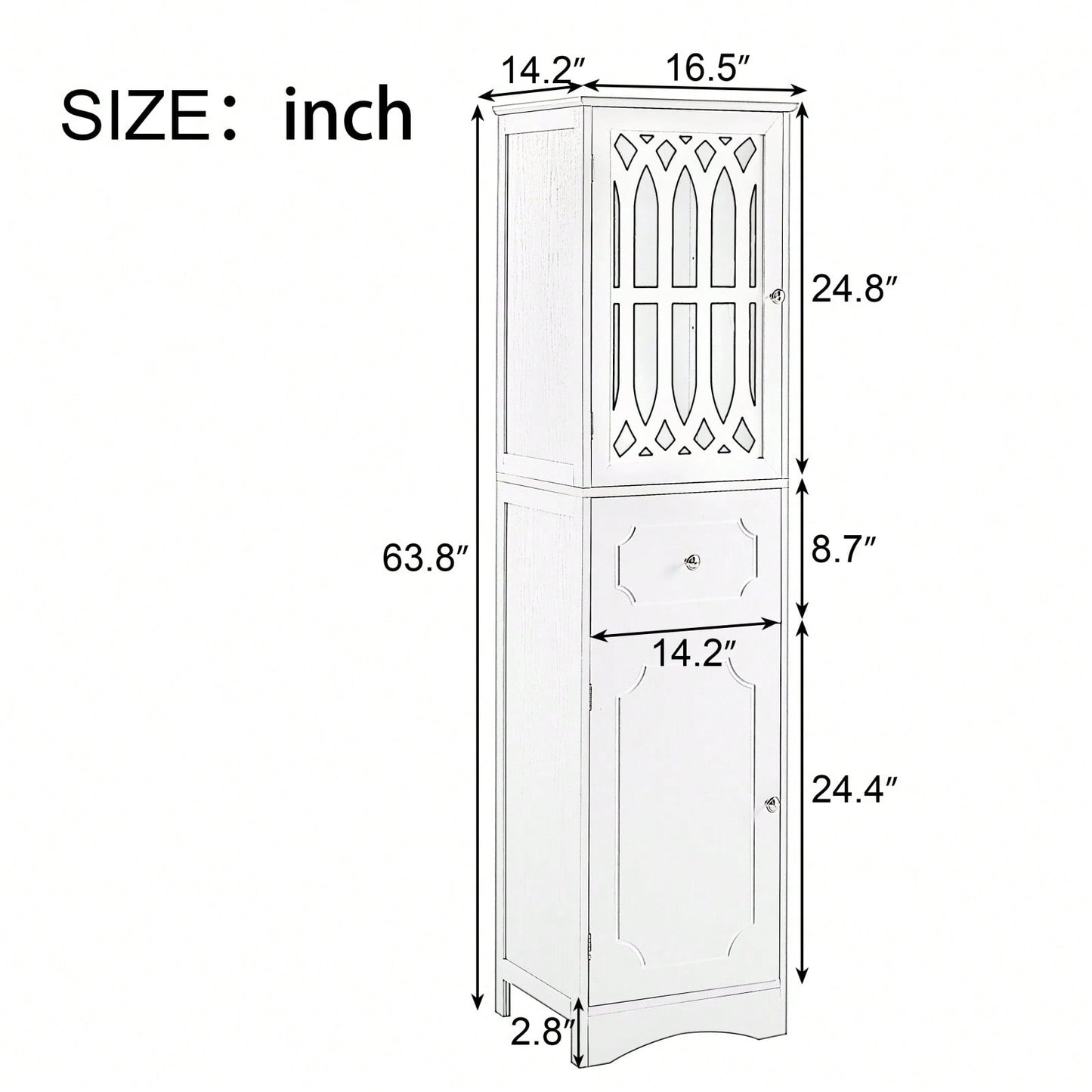 Freestanding Tall Bathroom Cabinet With Drawer And Doors, MDF Board, Acrylic Door, Adjustable Shelf