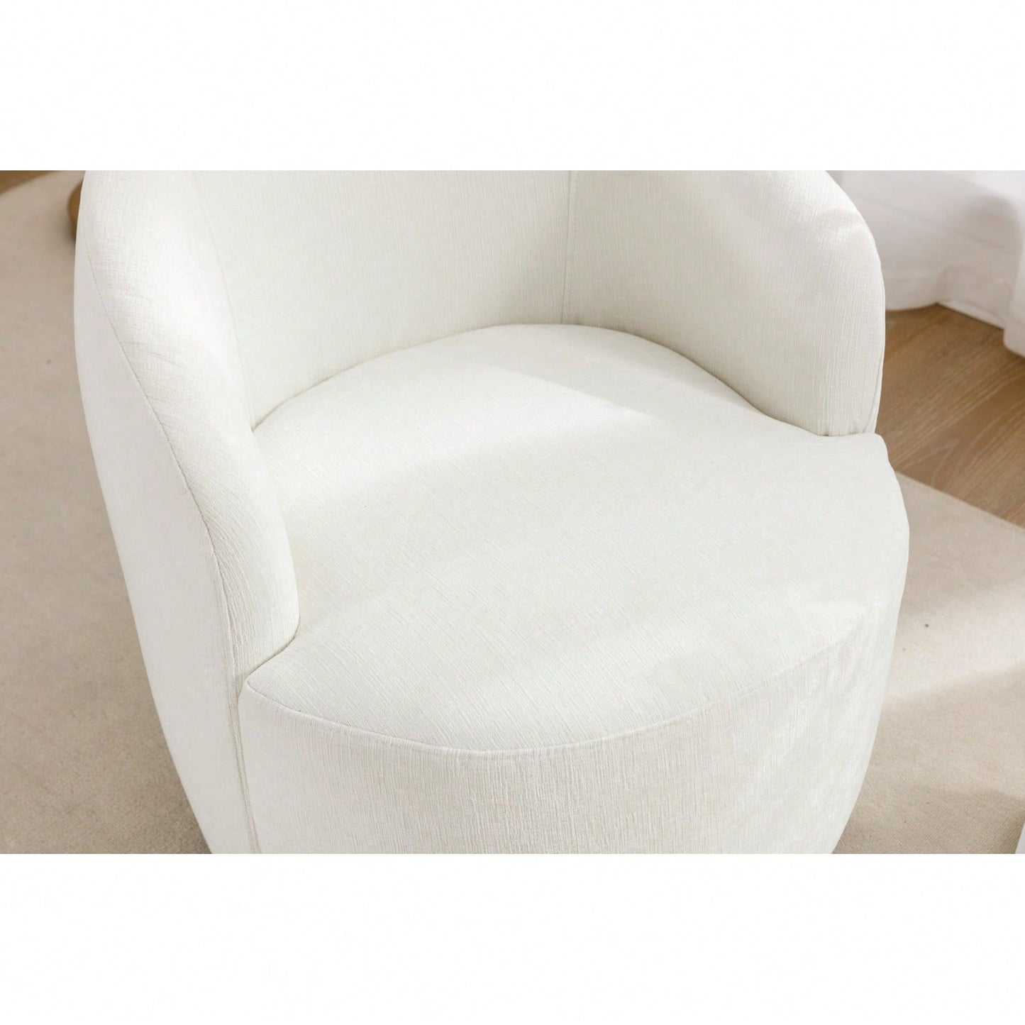 Chenille Fabric Swivel Accent Armchair Barrel Chair With Black Powder Coating Metal Ring