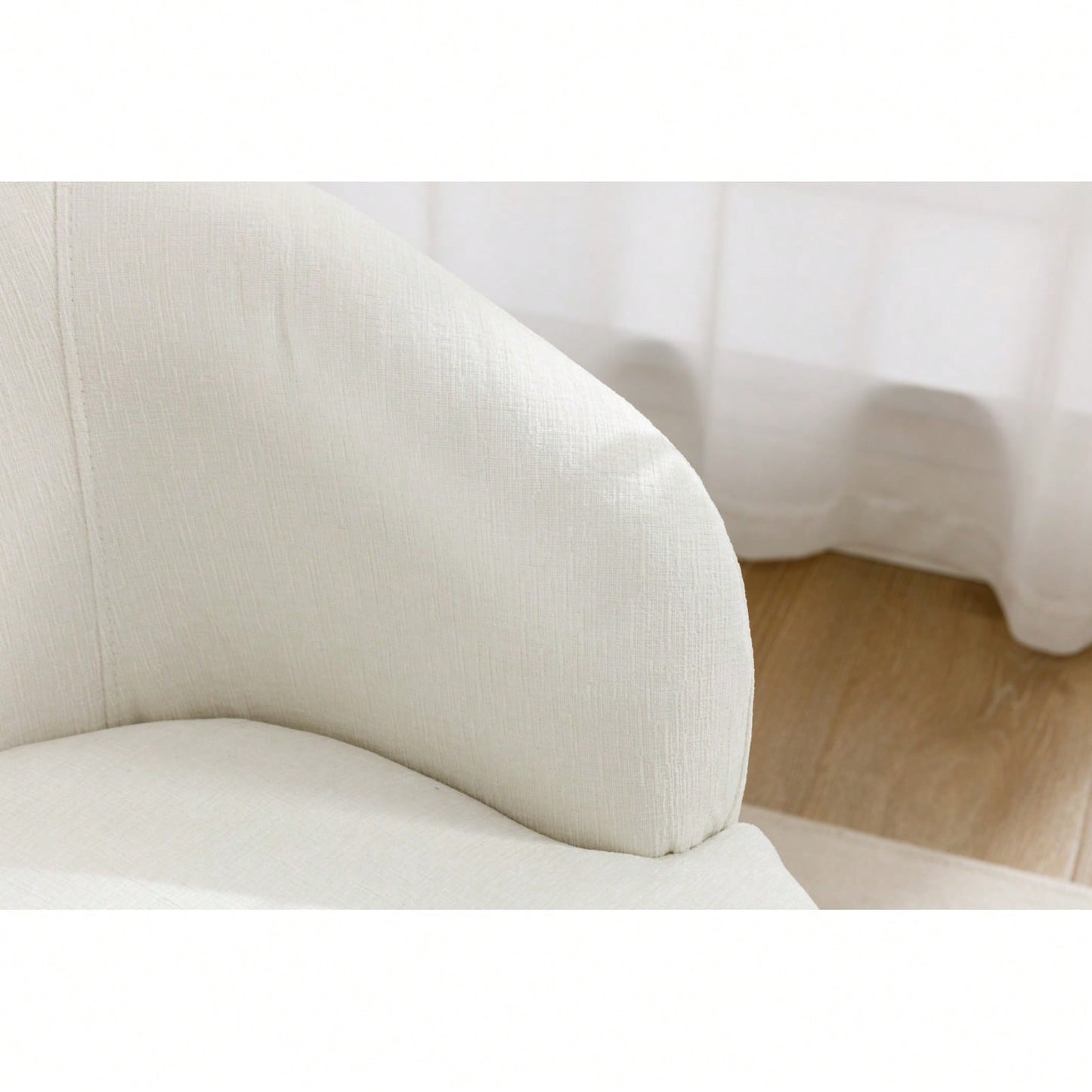 Chenille Fabric Swivel Accent Armchair Barrel Chair With Black Powder Coating Metal Ring