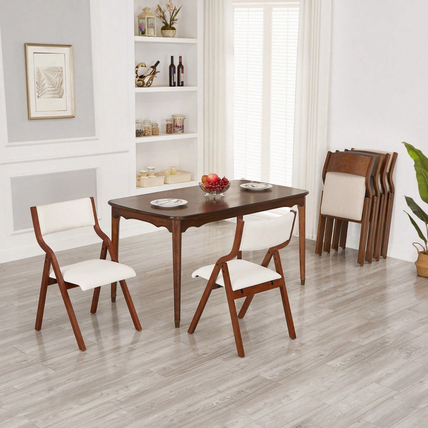 Set Of 2 Upholstered Folding Dining Chairs, Space Saving, Easy To Carry, Dining Room, No Assembly Required