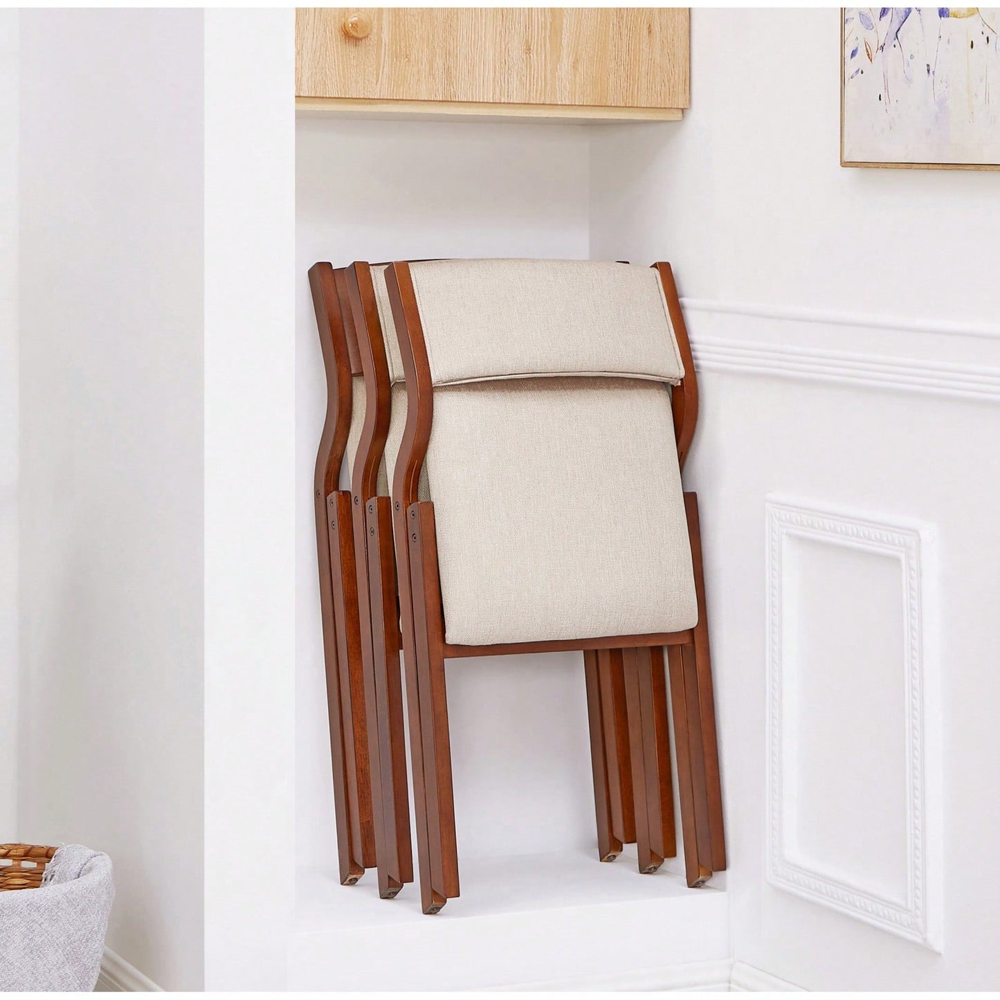 Set Of 2 Upholstered Folding Dining Chairs, Space Saving, Easy To Carry, Dining Room, No Assembly Required