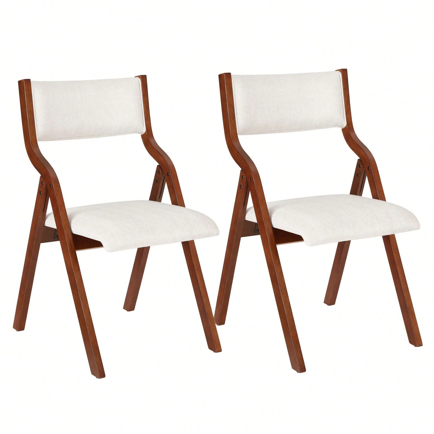 Set Of 2 Upholstered Folding Dining Chairs, Space Saving, Easy To Carry, Dining Room, No Assembly Required