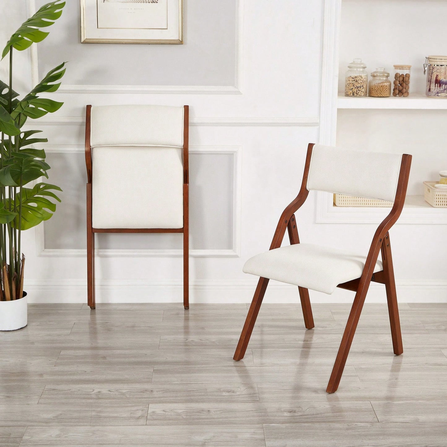 Set Of 2 Upholstered Folding Dining Chairs, Space Saving, Easy To Carry, Dining Room, No Assembly Required