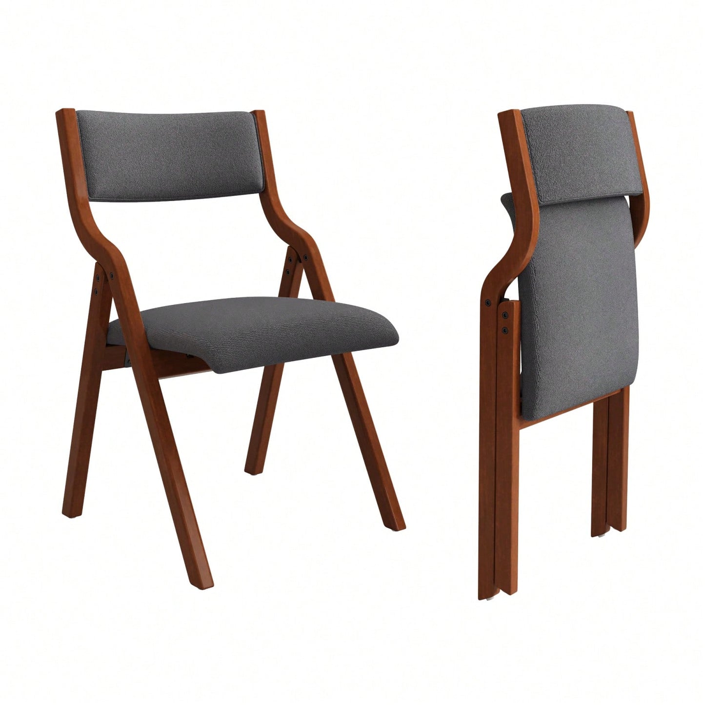 Set Of 2 Upholstered Folding Dining Chairs, Space Saving, Easy To Carry, Dining Room, No Assembly Required