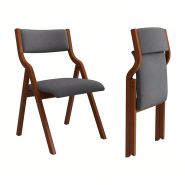 Set Of 2 Upholstered Folding Dining Chairs, Space Saving, Easy To Carry, Dining Room, No Assembly Required