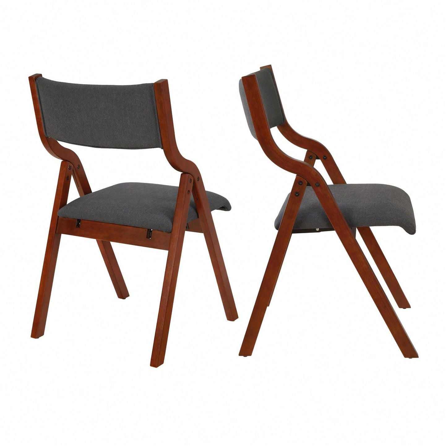 Set Of 2 Upholstered Folding Dining Chairs, Space Saving, Easy To Carry, Dining Room, No Assembly Required