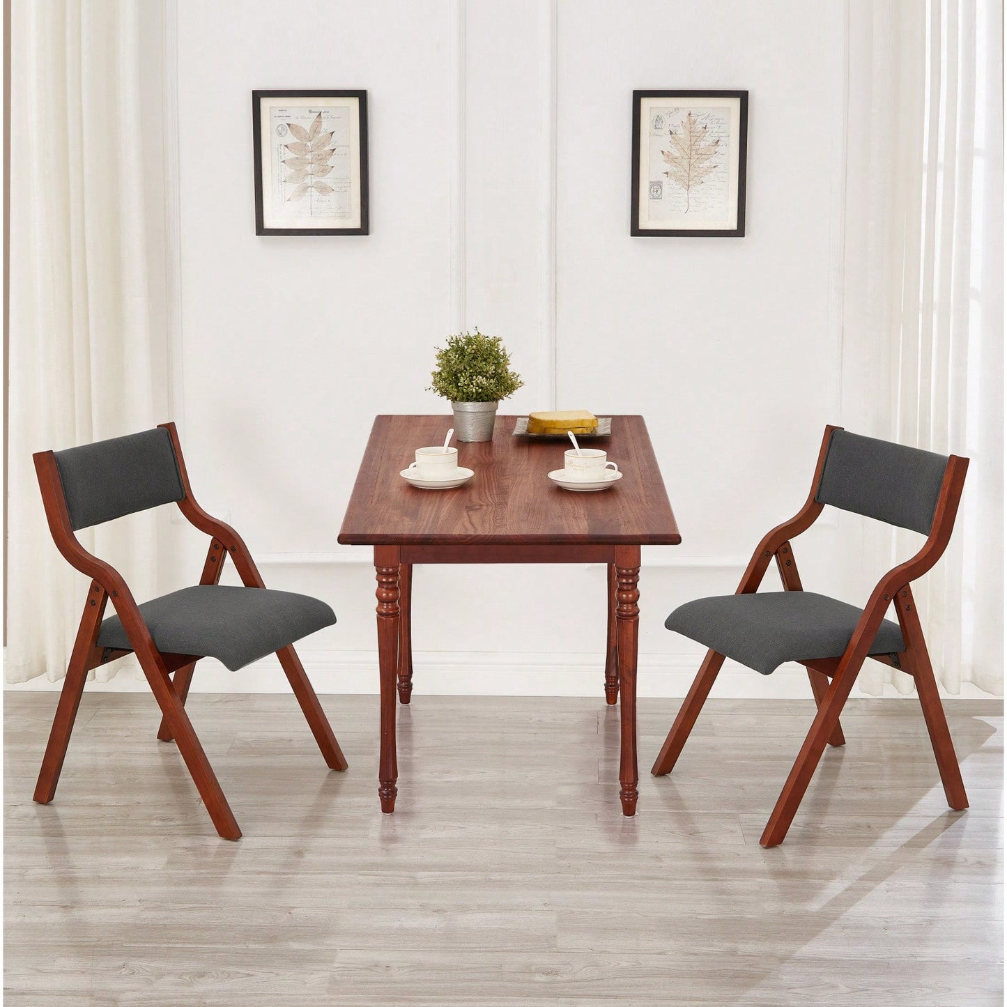 Set Of 2 Upholstered Folding Dining Chairs, Space Saving, Easy To Carry, Dining Room, No Assembly Required