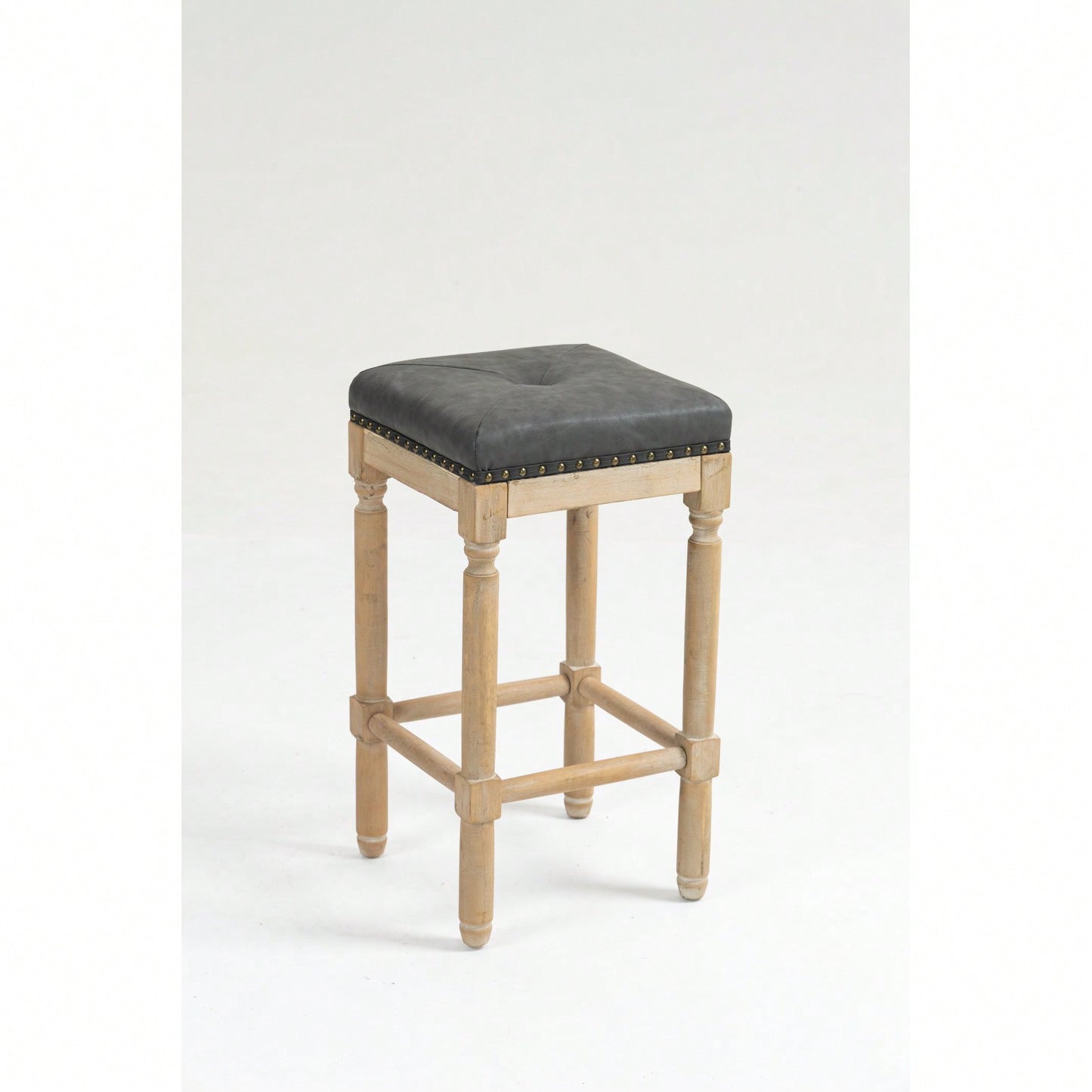 26-Inch Tufted Wooden Counter Stools Set Of 2