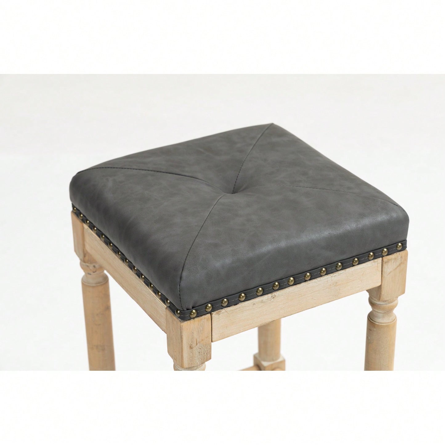 26-Inch Tufted Wooden Counter Stools Set Of 2
