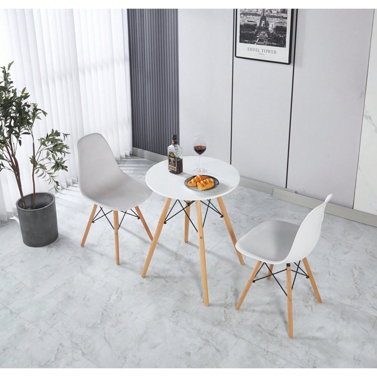 Modern And Stylish 3-Piece Dining Table Set With MDF Top And Metal Legs