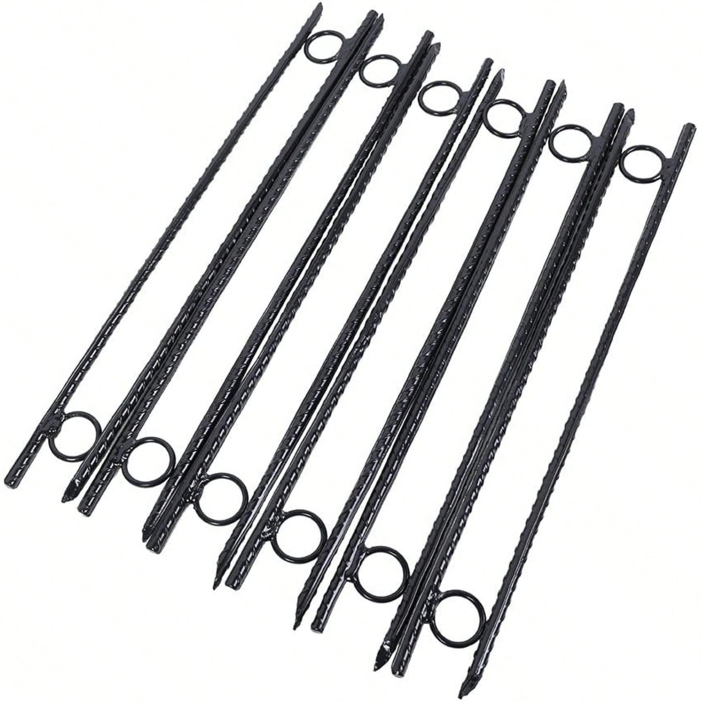 Heavy Duty 18 Inch Steel Tent Stakes 12 Pack with Loops for Canopies Tarps and Camping Shelters Easy Install Angled Tip
