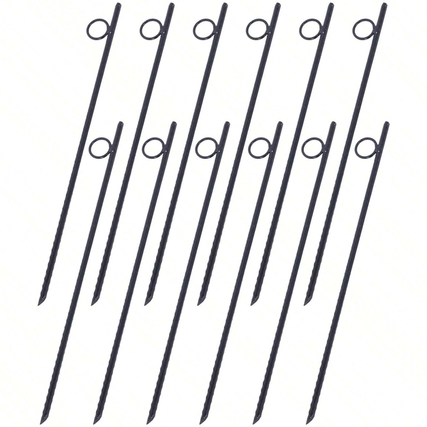 Heavy Duty 18 Inch Steel Tent Stakes 12 Pack with Loops for Canopies Tarps and Camping Shelters Easy Install Angled Tip