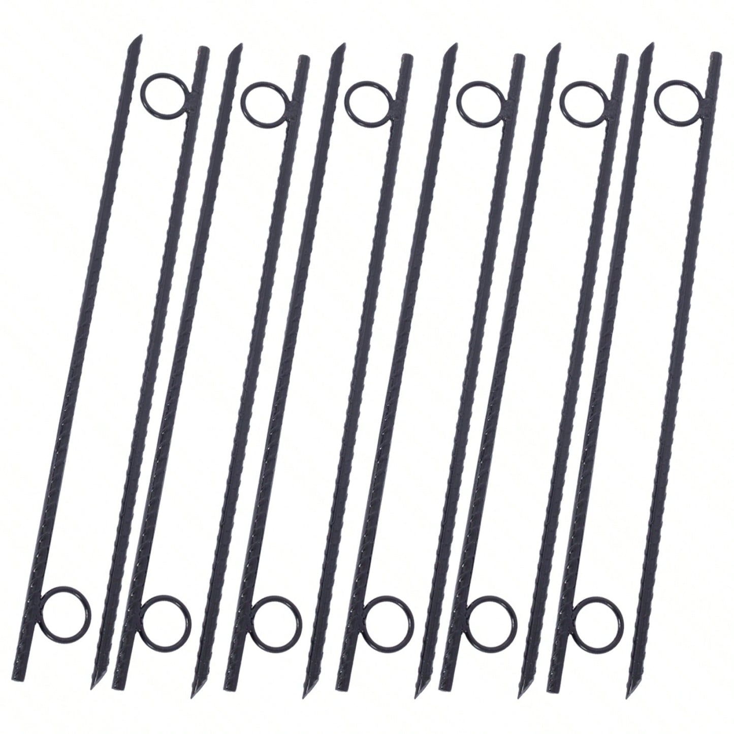 Heavy Duty 18 Inch Steel Tent Stakes 12 Pack with Loops for Canopies Tarps and Camping Shelters Easy Install Angled Tip