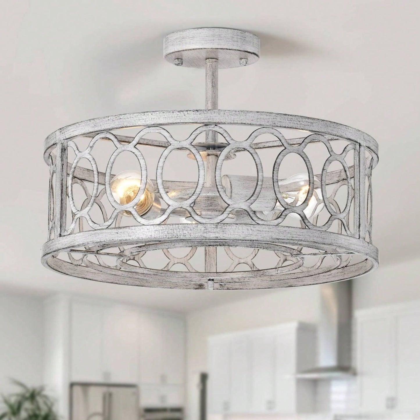 3 -Light Flush Mount Ceiling Light Fixture For Kitchen, Bedroom, Living Room