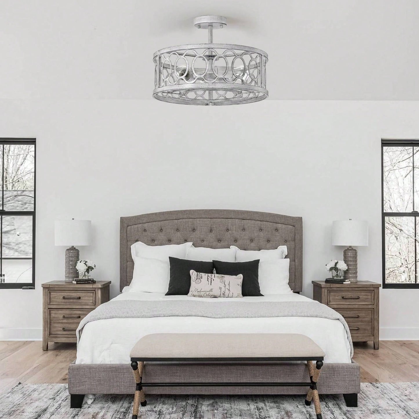 3 -Light Flush Mount Ceiling Light Fixture For Kitchen, Bedroom, Living Room