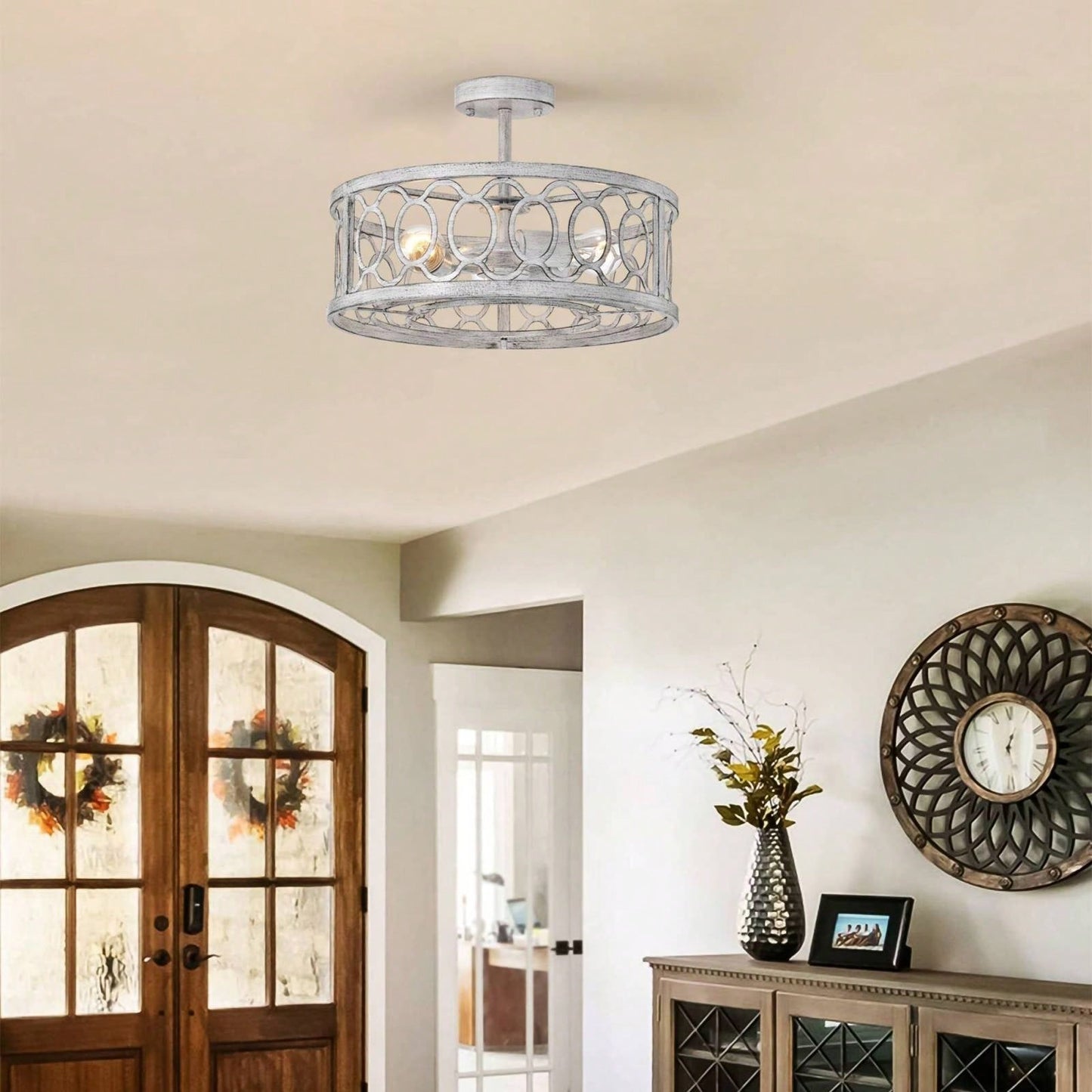 3 -Light Flush Mount Ceiling Light Fixture For Kitchen, Bedroom, Living Room