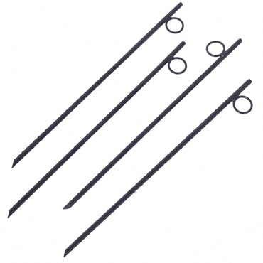 4pcs Grip Rebar 3/8x 18 Inch Steel Durable Heavy Duty Tent Canopy Ground Stakes With Angled Ends And 1 Inch Loops For Campsites And Canopies