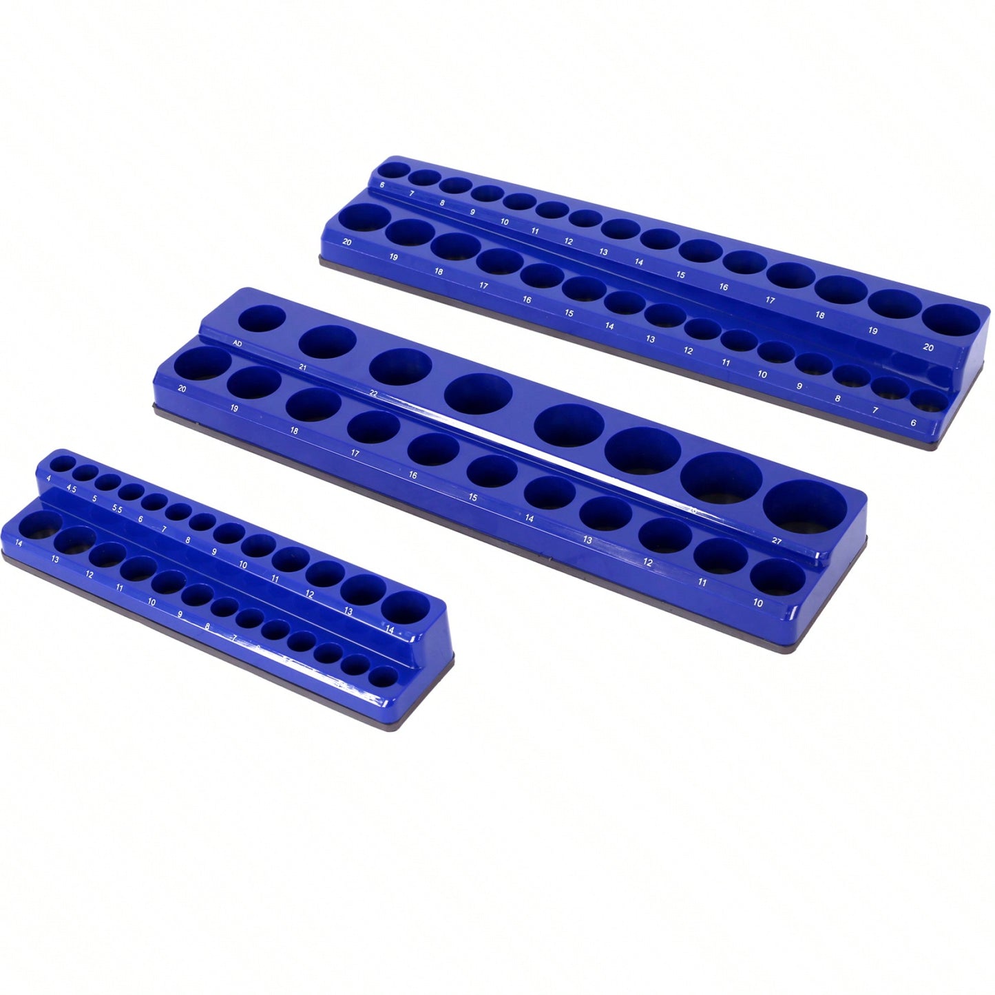 3 Piece Metric Magnetic Socket Organizers, Magnetic Socket Holder, Black Tool Box Organizer