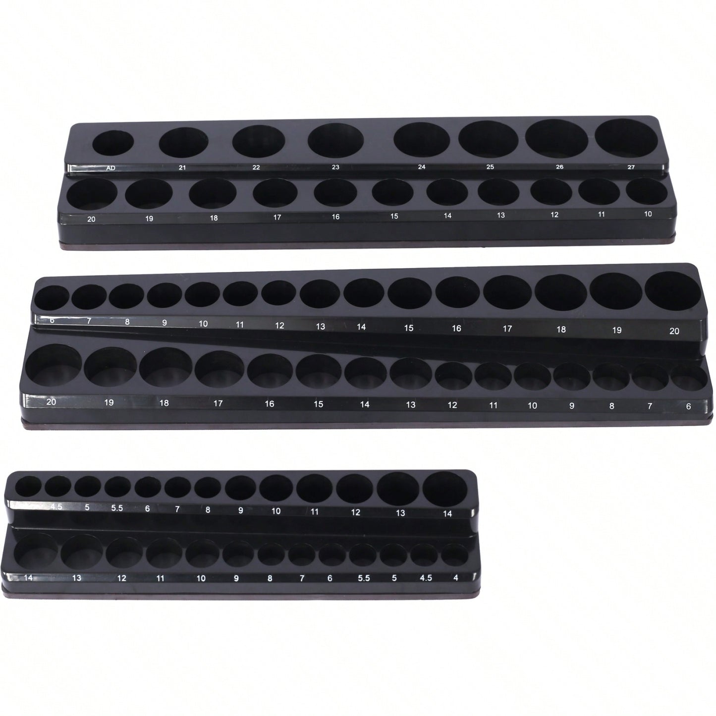 3 Piece Metric Magnetic Socket Organizers, Magnetic Socket Holder, Black Tool Box Organizer