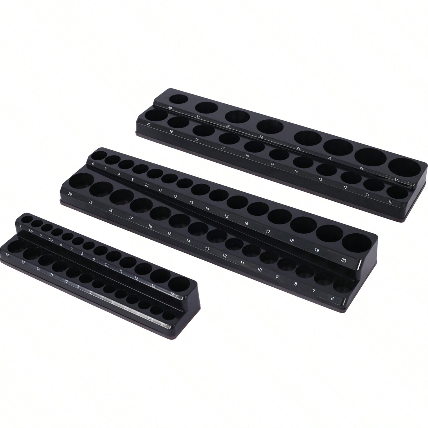 3 Piece Metric Magnetic Socket Organizers, Magnetic Socket Holder, Black Tool Box Organizer