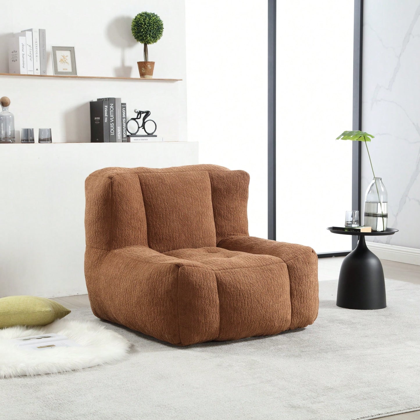 Cozy Memory Foam Bean Bag Chair with Ottoman for Adults and Kids - Modern Soft Lounger for Living Room and Bedroom
