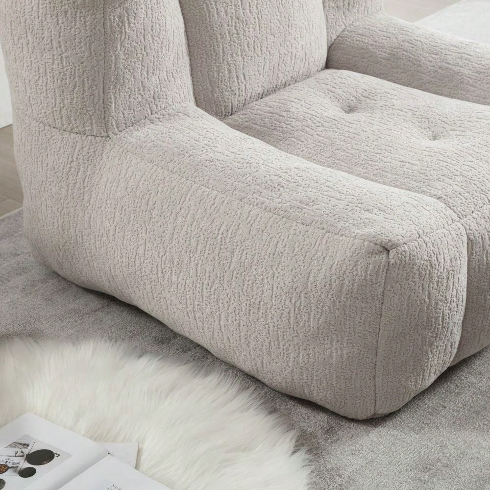 Cozy Memory Foam Bean Bag Chair with Ottoman for Adults and Kids - Modern Soft Lounger for Living Room and Bedroom