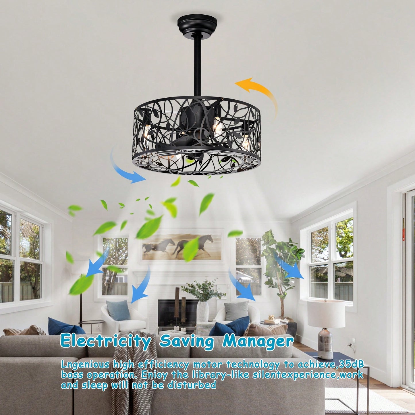 5 Blades Ceiling Fan Lamps, Industrial Style Vintage Fan Ceiling Fan With 3 Speeds Adjustable For Living Room, Bedroom, Kitchen