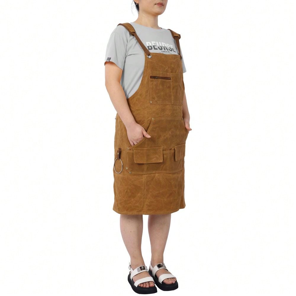 Heavy Duty Waxed Canvas Carpenter Apron, Waterproof, Adjustable, 18 Oz