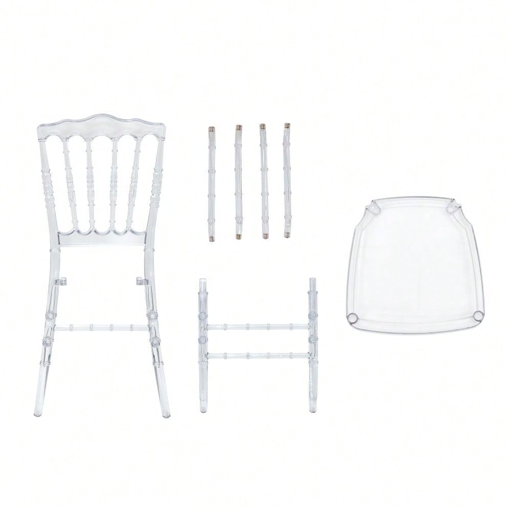 Modern Transparent Acrylic Dining Chair - Elegant Stackable Side Chair For Wedding Reception, Banquet, Party, Event, Hotel (Set Of 4)