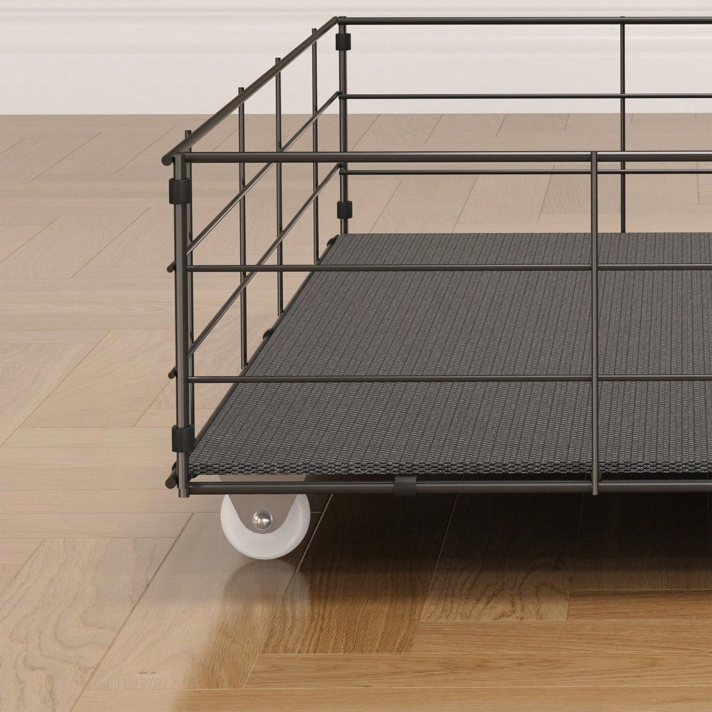 4 Drawers Under Bed Frame With LED, Wings Headboard Design