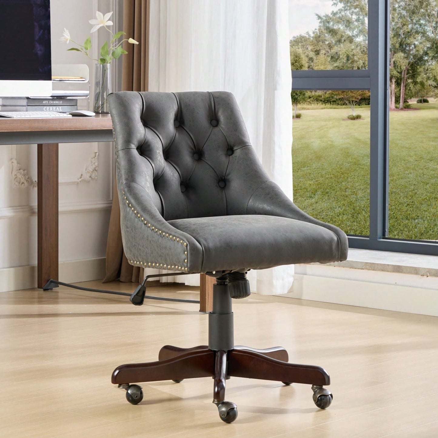 Medieval Retro Style Sheepskin Pattern Fabric Home Office Chair