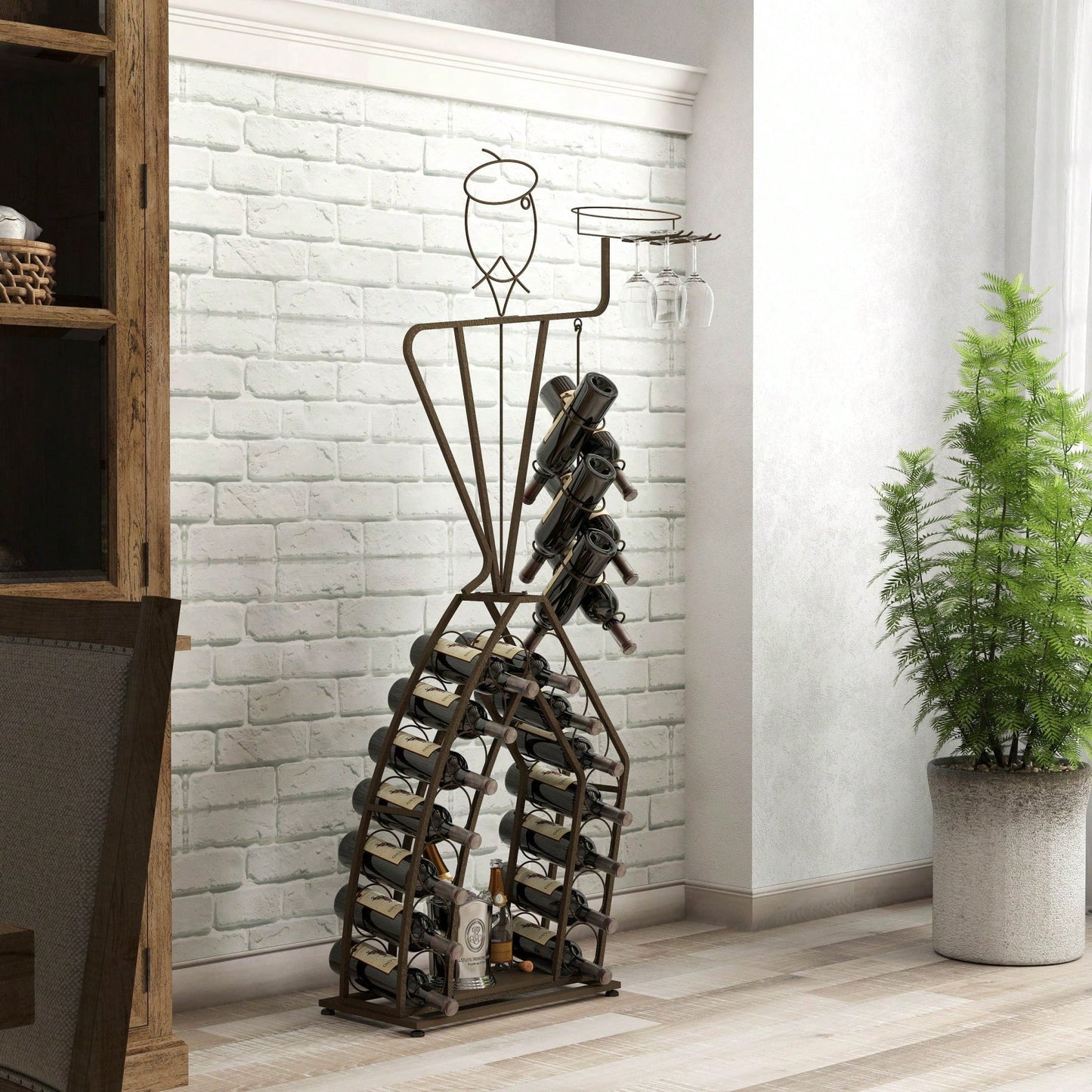 Elegant Rustic Wine Rack with Ample Storage for Home Bar Kitchen or Dining Room